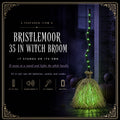 Featured card: the witch broom standing on its own with the handle lit green, specs listed beside it.